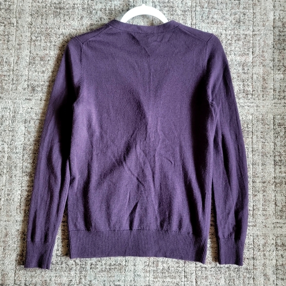 Lord & Taylor 100% Extra Fine Merino Wool Cardigan Sweater‎ Medium Purple - Picture 6 of 11